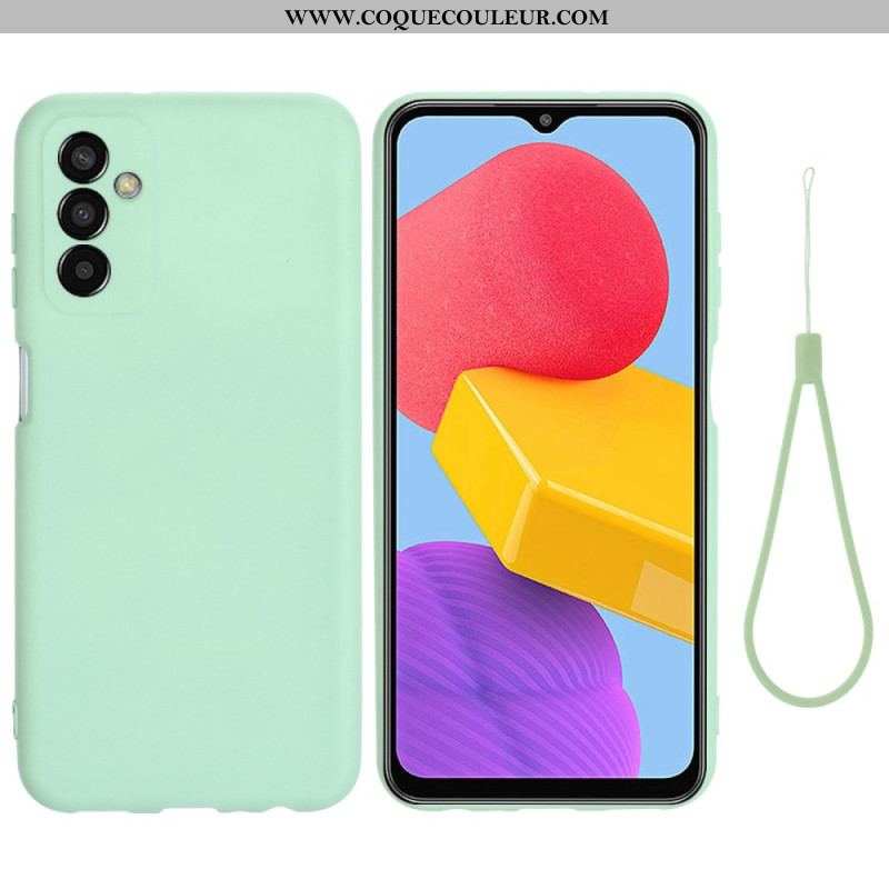 Coque Samsung Galaxy M13 Silicone Liquide avec Lanière