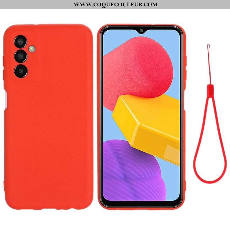 Coque Samsung Galaxy M13 Silicone Liquide avec Lanière