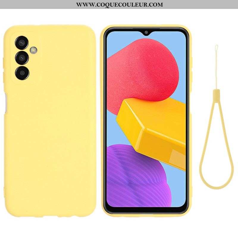 Coque Samsung Galaxy M13 Silicone Liquide avec Lanière