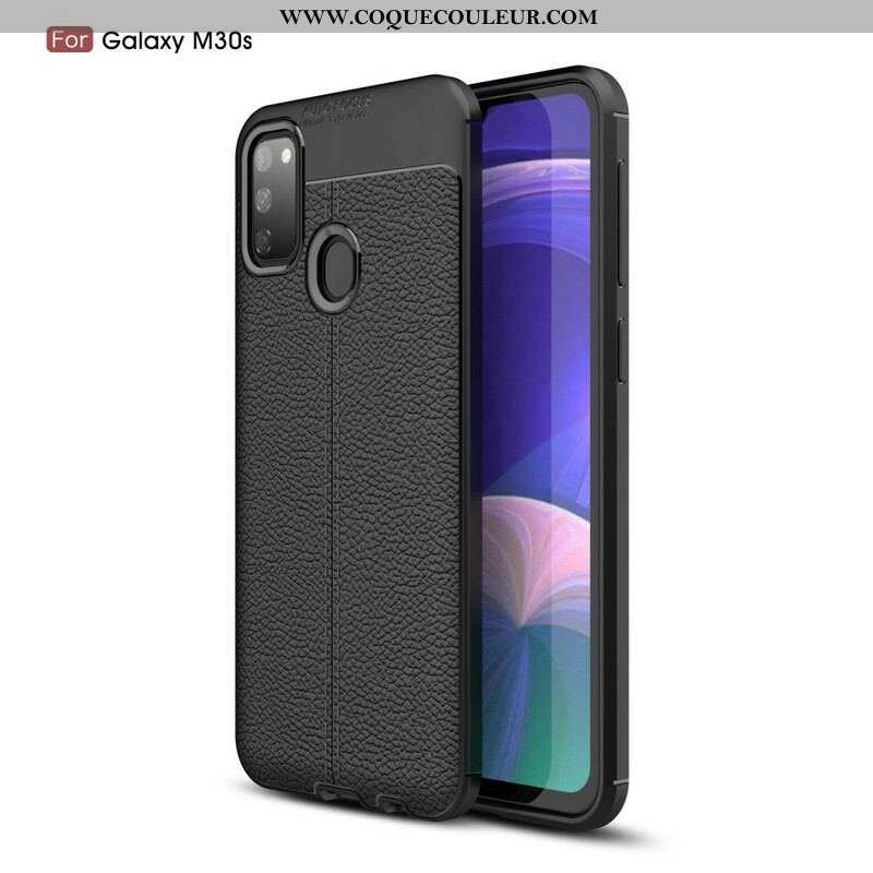 Coque Samsung Galaxy M21 Effet Cuir Litchi Double Line