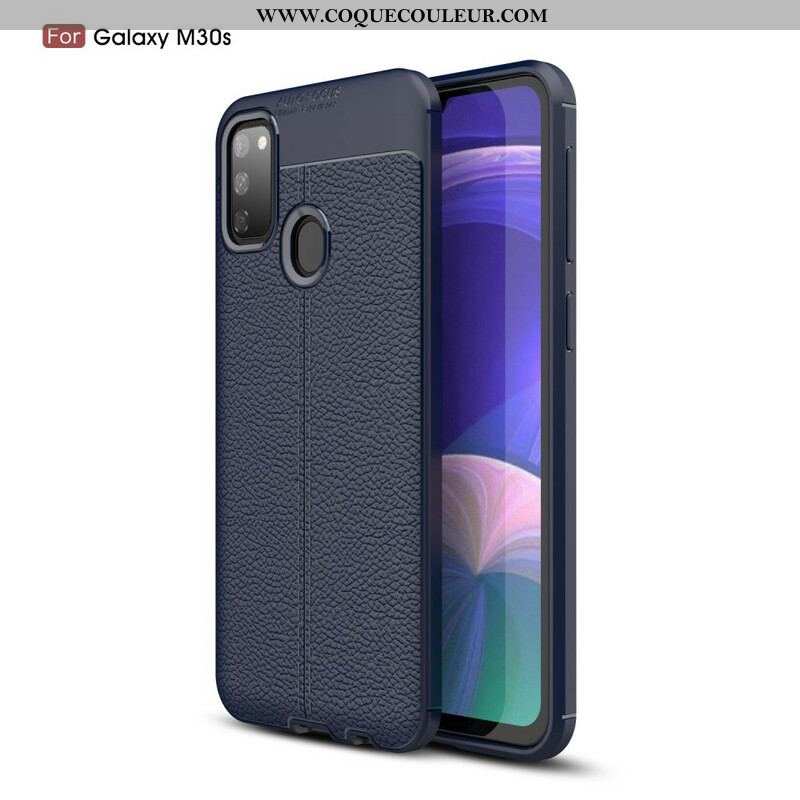 Coque Samsung Galaxy M21 Effet Cuir Litchi Double Line