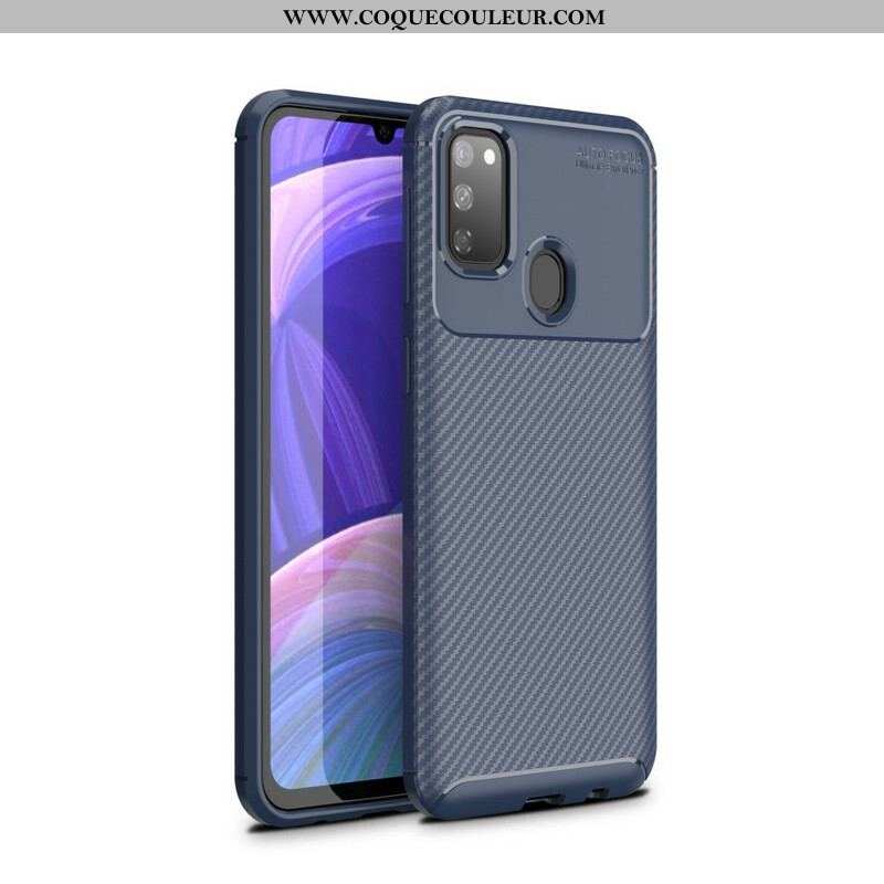 Coque Samsung Galaxy M21 Flexible Texture Fibre Carbone