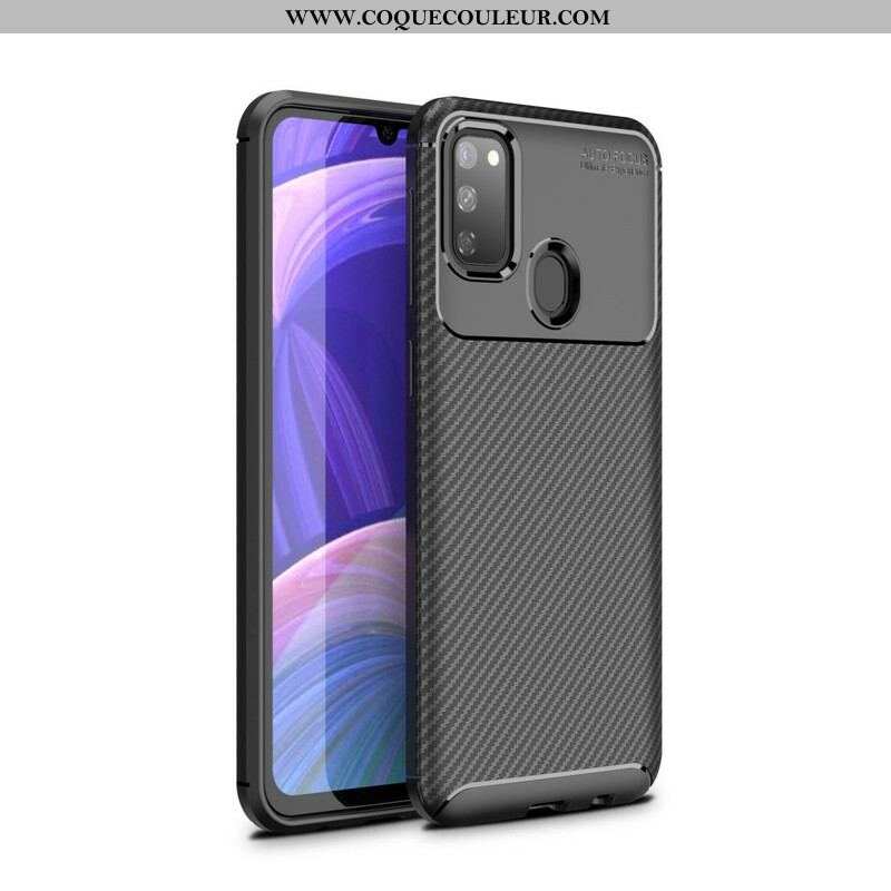 Coque Samsung Galaxy M21 Flexible Texture Fibre Carbone