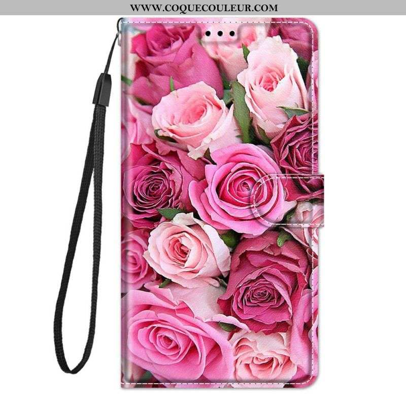 Housse Samsung Galaxy M23 5G Roses avec Lanière