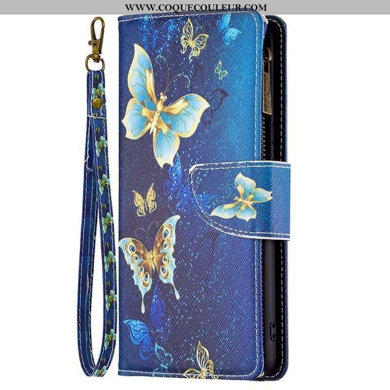 Housse Samsung Galaxy M23 5G Papillons Porte-monnaie et lanière