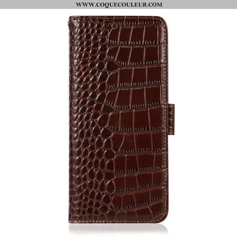 Housse Samsung Galaxy M23 5G Véritable cuir Style Crocodile