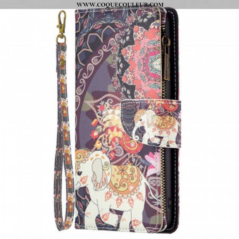 Housse Samsung Galaxy M23 5G Porte-monnaie et lanière Éléphant