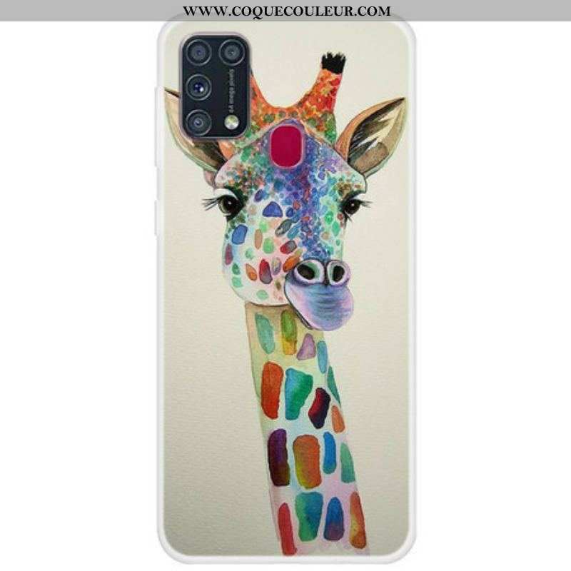 Coque Samsung Galaxy M31 Girafe Colorée