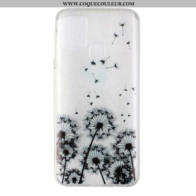 Coque Samsung Galaxy M31 Transparente Pissenlits Noirs