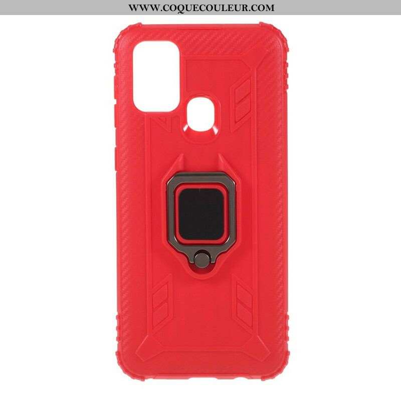 Coque Samsung Galaxy M31 Ring et Fibre Carbone