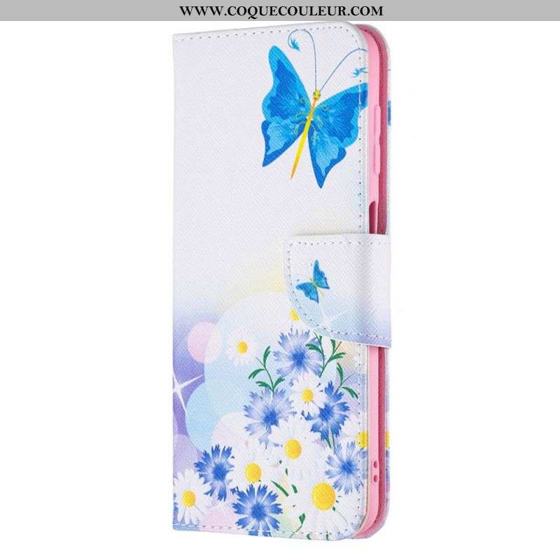 Housse Samsung Galaxy M32 Papillons et Fleurs Peints