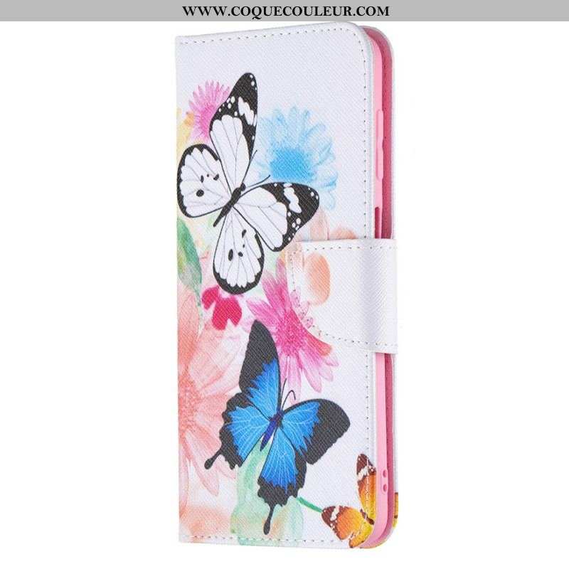 Housse Samsung Galaxy M32 Papillons et Fleurs Peints