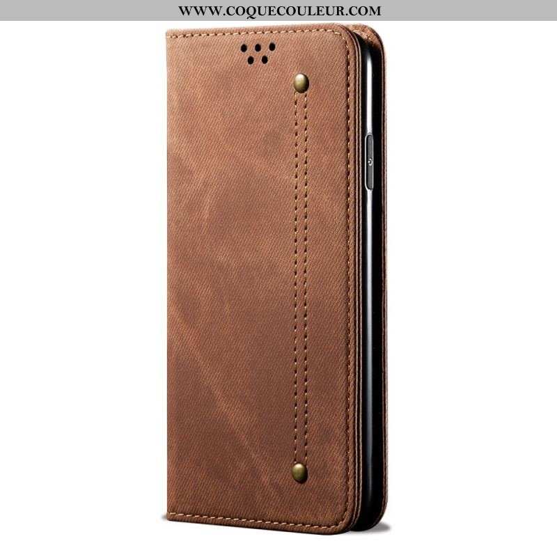 Flip Cover Samsung Galaxy M32 Tissu Jeans