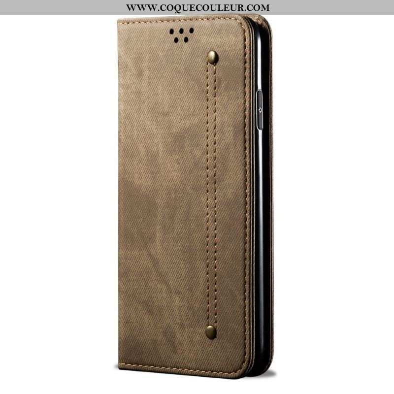 Flip Cover Samsung Galaxy M32 Tissu Jeans