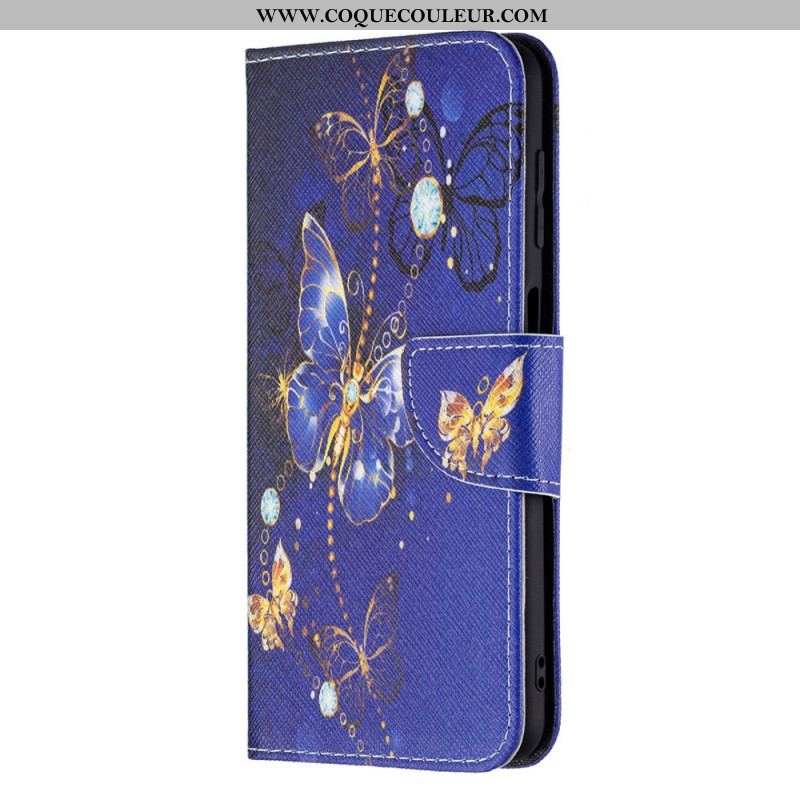 Housse Samsung Galaxy M32 Papillons Dorés