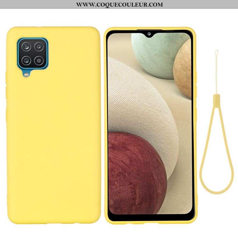 Coque Samsung Galaxy M32 Silicone Liquide avec Lanière