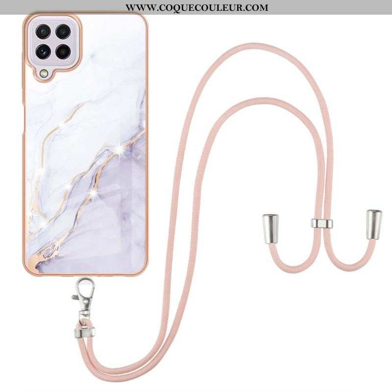 Coque Samsung Galaxy M32 à Cordon Marbre Design