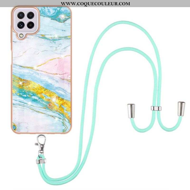 Coque Samsung Galaxy M32 à Cordon Marbre Design