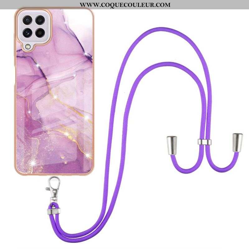 Coque Samsung Galaxy M32 à Cordon Marbre Design