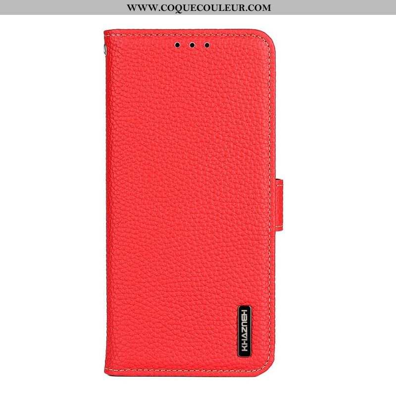 Housse Samsung Galaxy M32 Véritable Cuir Litchi KHAZNEH RFID