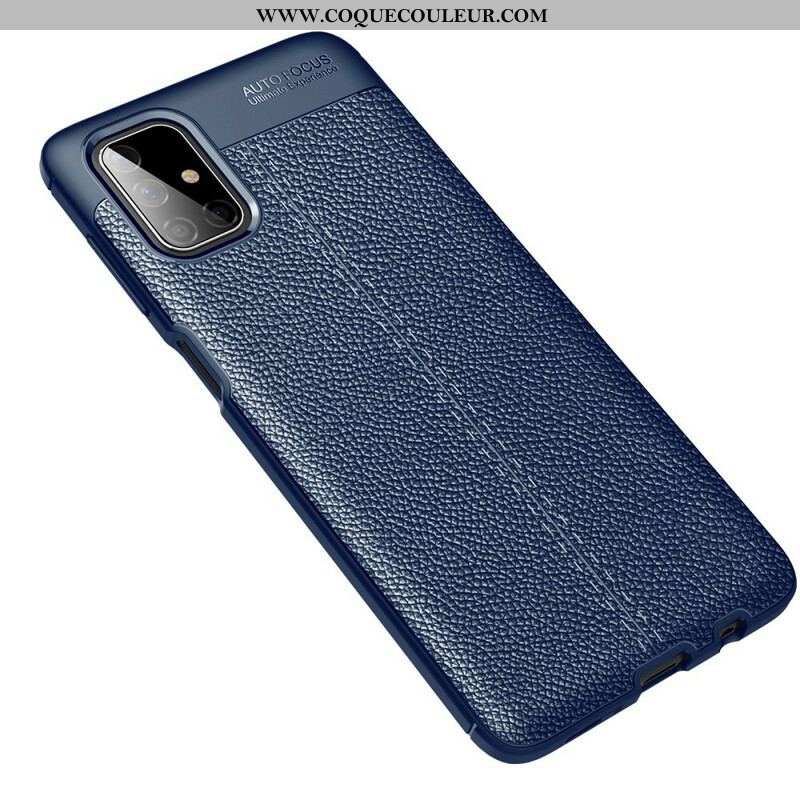 Coque Samsung Galaxy M51 Effet Cuir Litchi Double Line