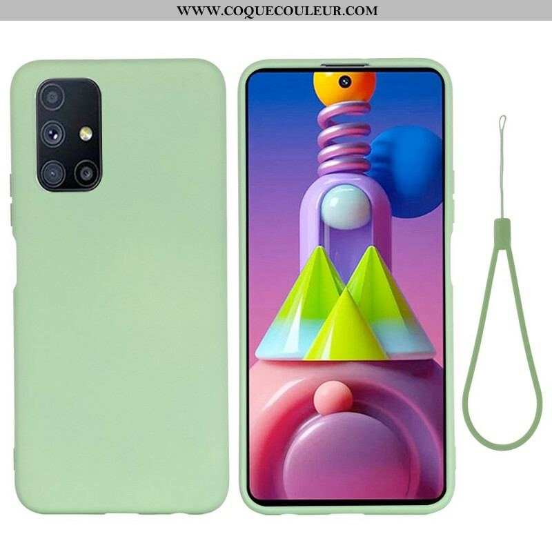 Coque Samsung Galaxy M51 Silicone Liquide avec Lanière