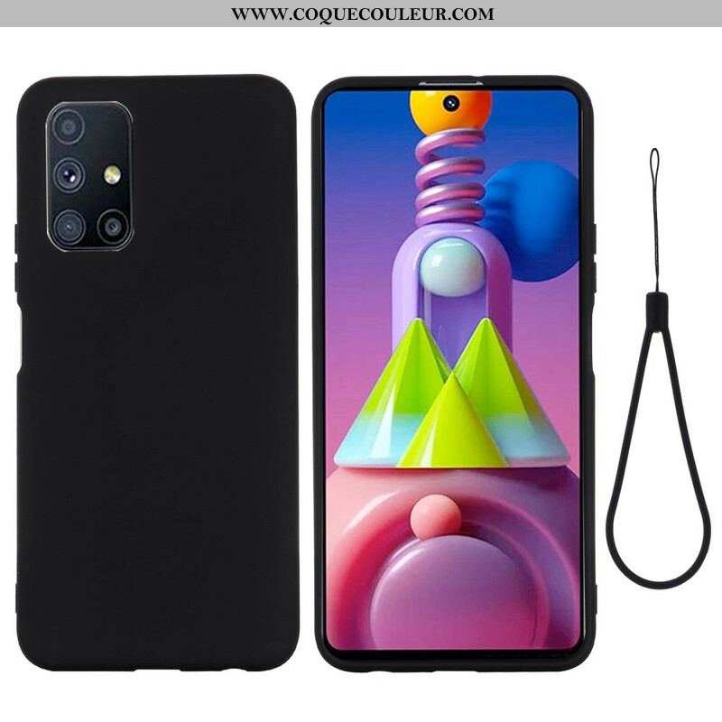 Coque Samsung Galaxy M51 Silicone Liquide avec Lanière