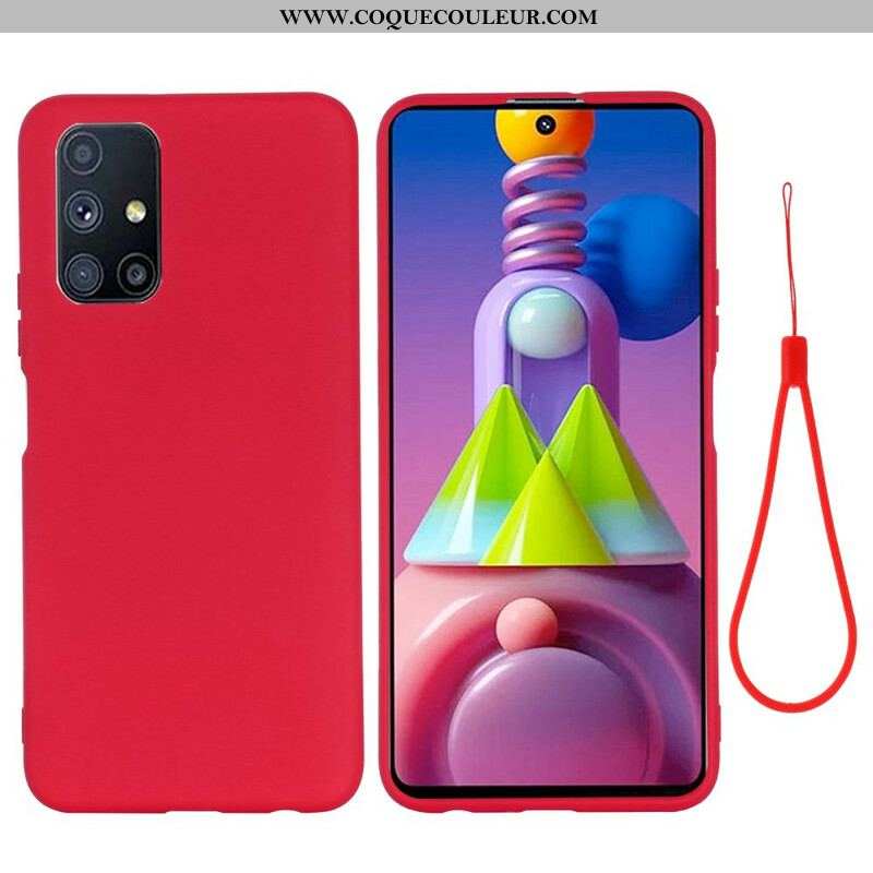 Coque Samsung Galaxy M51 Silicone Liquide avec Lanière