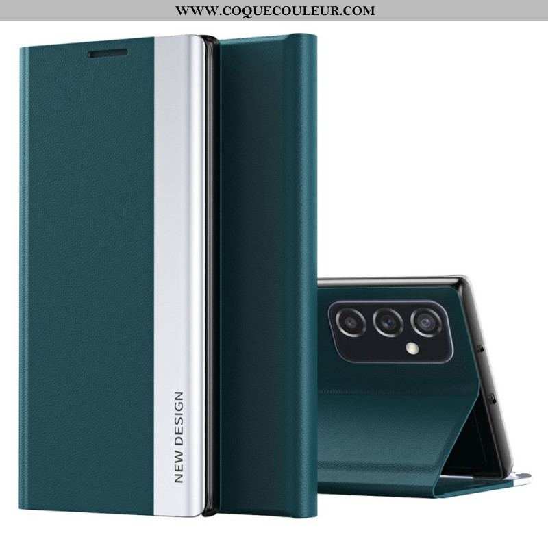 Flip Cover Samsung Galaxy M52 5G Simili Cuir Litchi Fermoir Magnétique