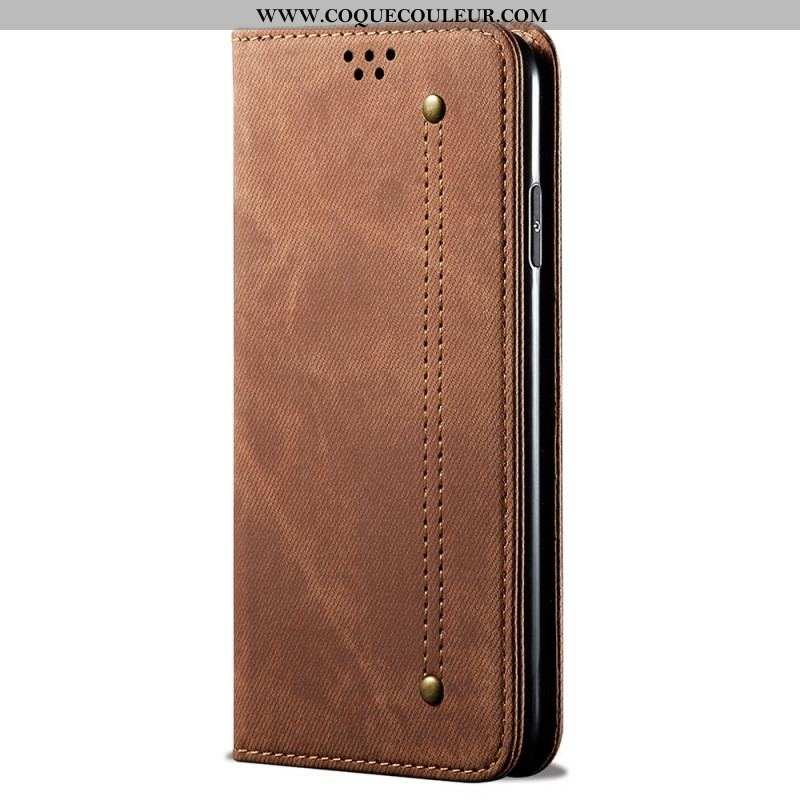 Flip Cover Samsung Galaxy M52 5G Tissu Jeans