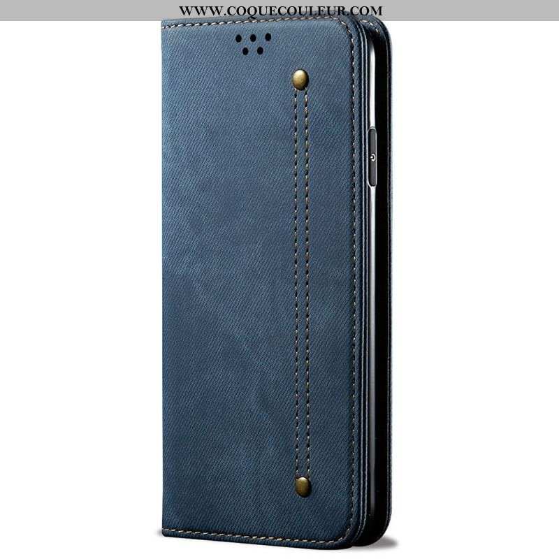 Flip Cover Samsung Galaxy M52 5G Tissu Jeans