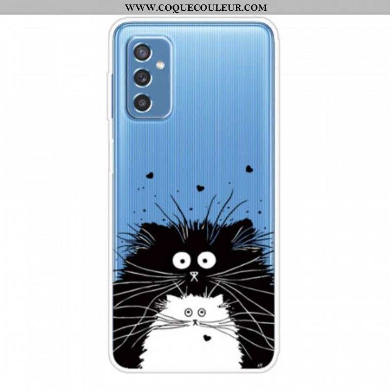 Coque Samsung Galaxy M52 5G Chats Noir et Blanc