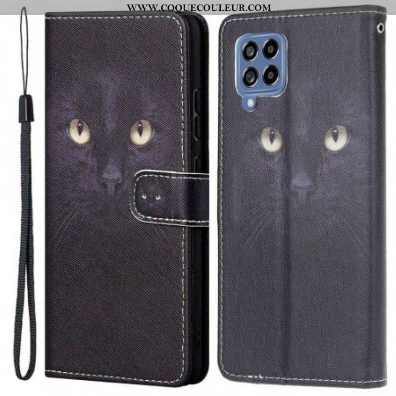 Housse Samsung Galaxy M53 5G Yeux de Chat à Lanière