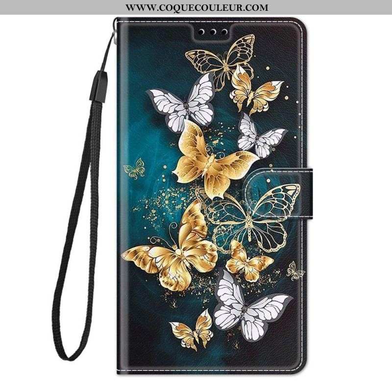 Housse Samsung Galaxy M53 5G Fan des Papillons à Lanière