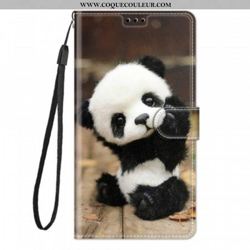 Housse Samsung Galaxy M53 5G Petit Panda à Lanière