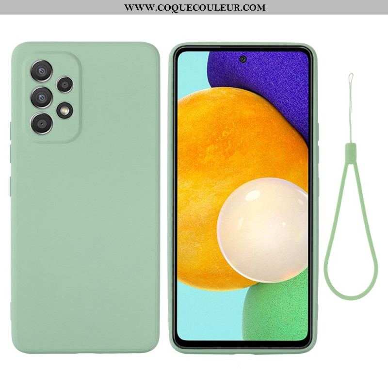 Coque Samsung Galaxy M53 5G Silicone Liquide avec Lanière