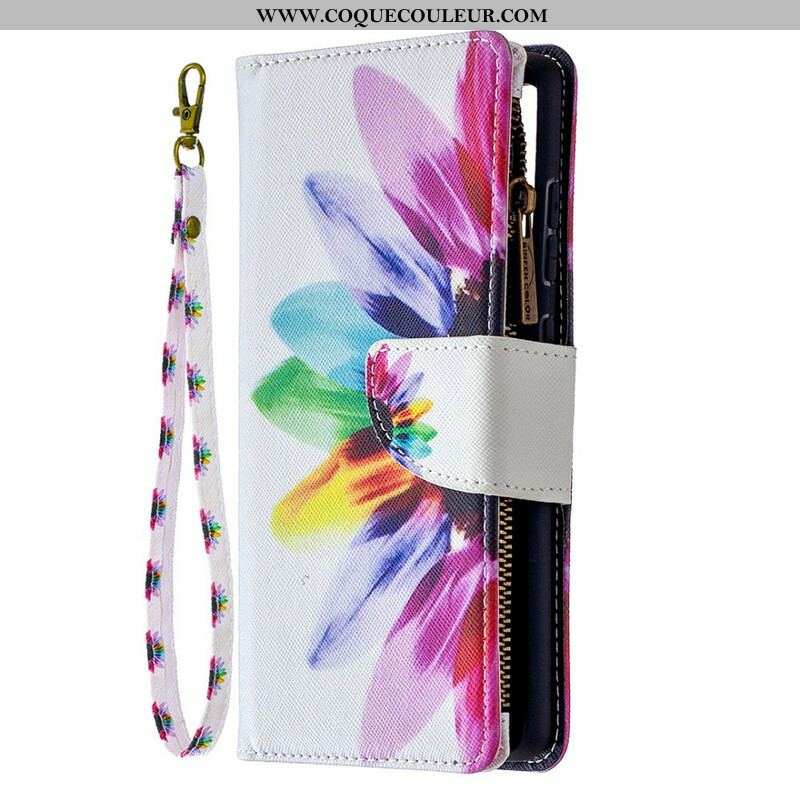 Housse Samsung Galaxy S20 FE Poche Zippée Fleur