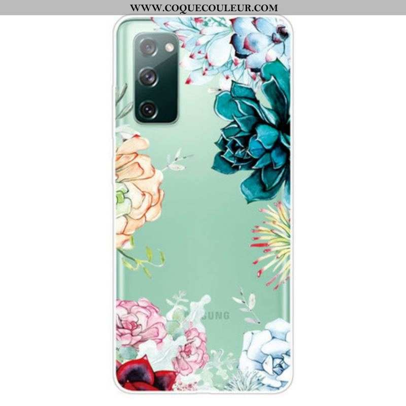 Coque Samsung Galaxy S20 FE Transparente Fleurs Aquarelle