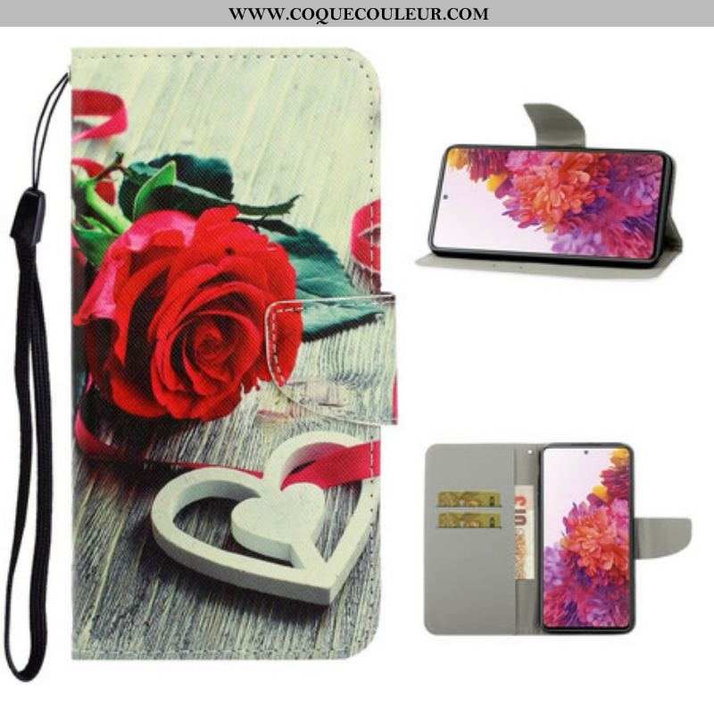 Housse Samsung Galaxy S20 FE Rose Romantique à Lanière