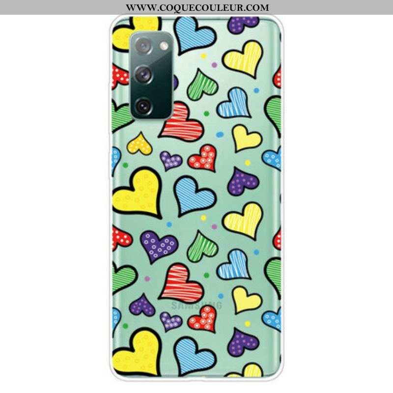 Coque Samsung Galaxy S20 FE Coeurs Multicolors