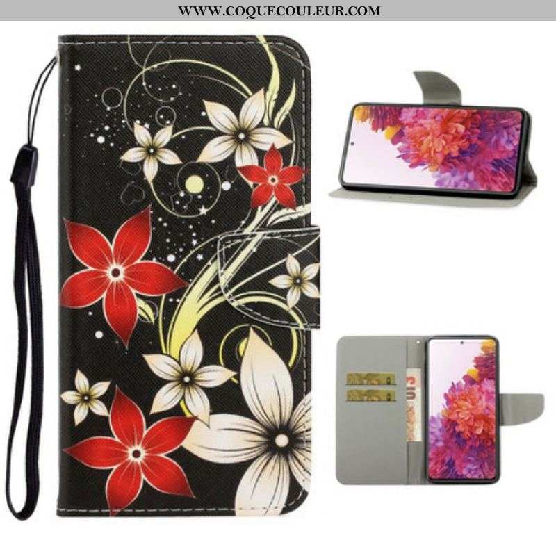 Housse Samsung Galaxy S20 FE Fleurs Colorées à Lanière