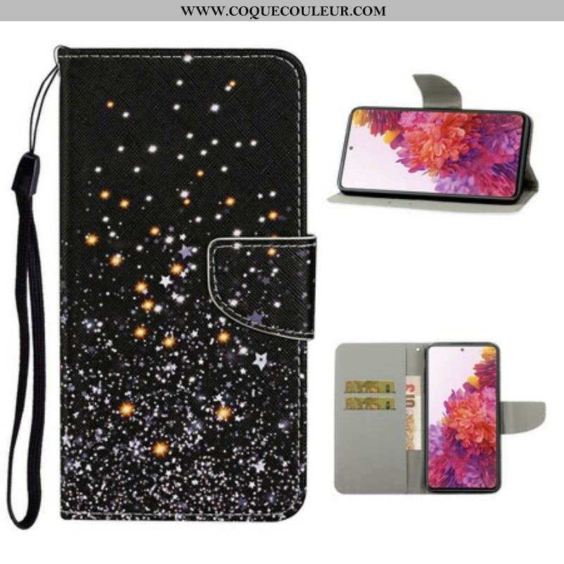 Housse Samsung Galaxy S20 FE Étoiles et Paillettes avec Lanière