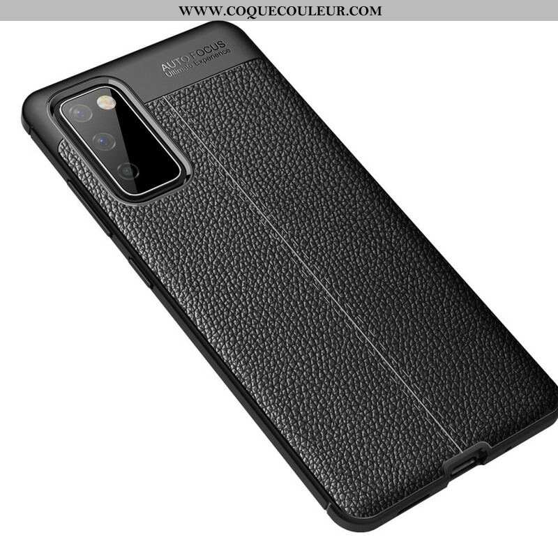 Coque Samsung Galaxy S20 FE Effet Cuir Litchi Double Line