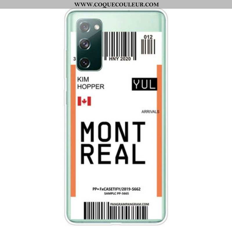 Coque Samsung Galaxy S20 FE Boarding Pass to Montreal