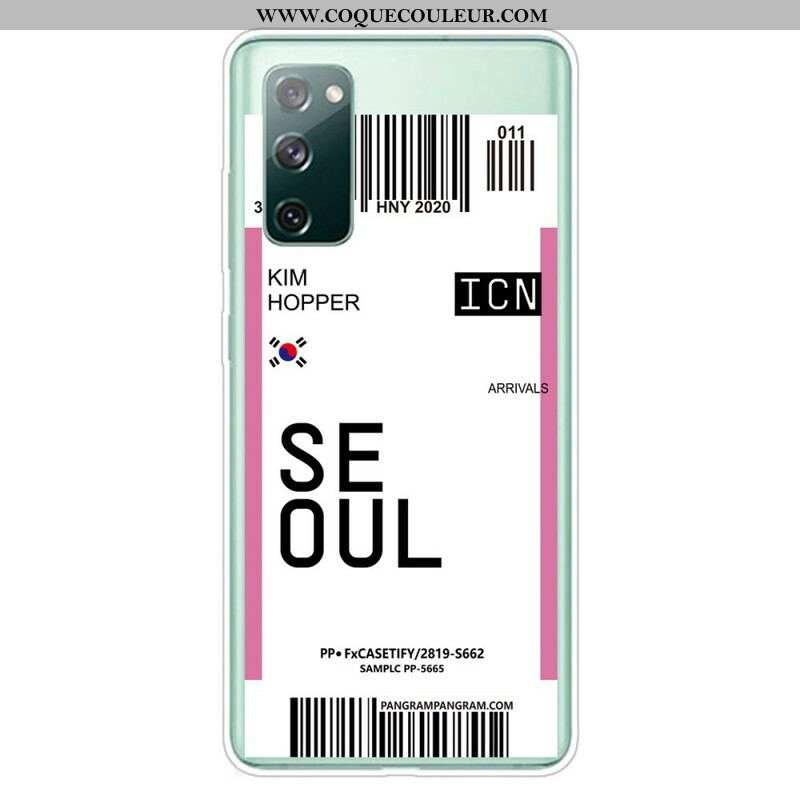 Coque Samsung Galaxy S20 FE Boarding Pass to Seoul