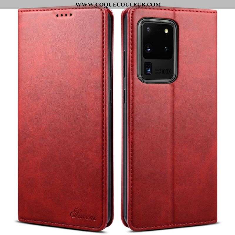 Flip Cover Samsung Galaxy S20 Ultra SUTENI Effet Cuir
