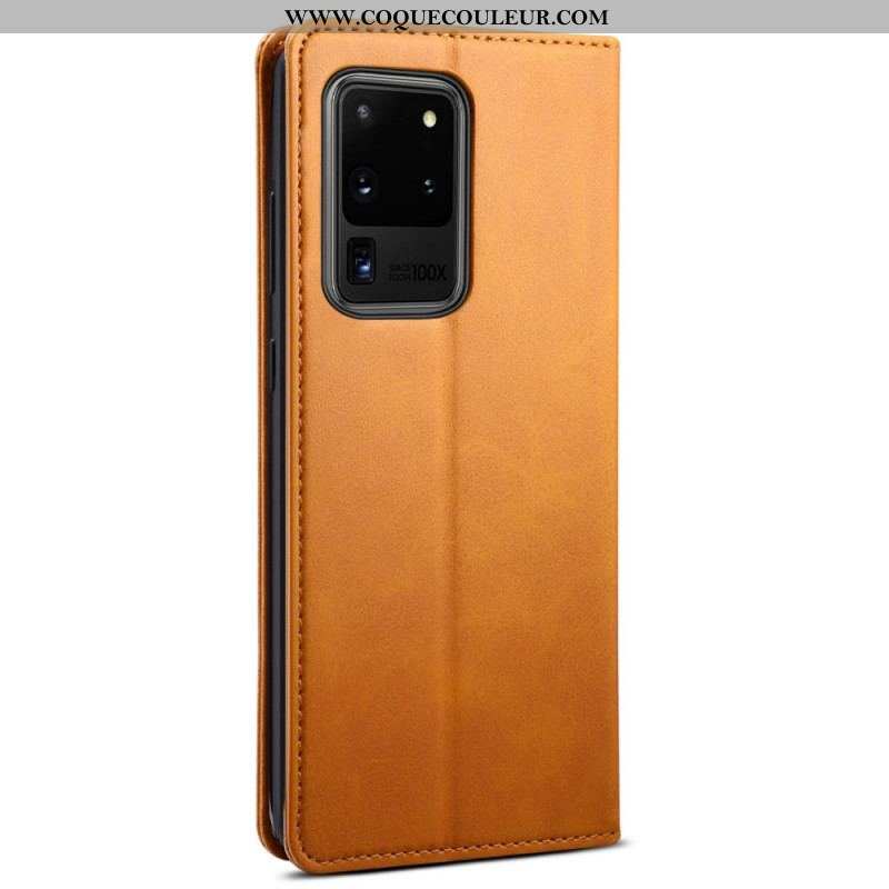 Flip Cover Samsung Galaxy S20 Ultra SUTENI Effet Cuir