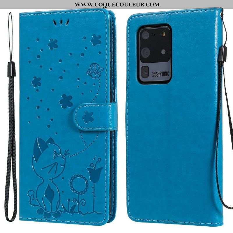 Housse Samsung Galaxy S20 Ultra Chat et Abeille à Lanière