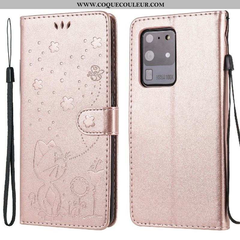 Housse Samsung Galaxy S20 Ultra Chat et Abeille à Lanière