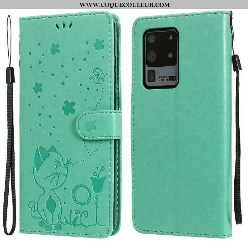 Housse Samsung Galaxy S20 Ultra Chat et Abeille à Lanière